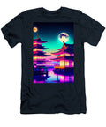 21 Synthwave Japanese Town with Moon Background Boon Mee T-Shirt