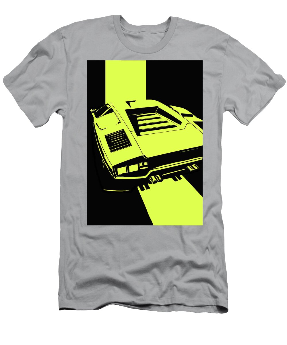 224 Lamborghini Countach Classic Italian Supercar Dark Backgroun Thespeedart T-Shirt