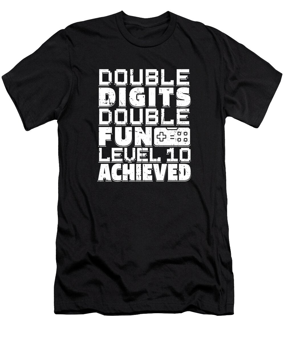 24 Gaming 10th Birthday Video Games 10 Year Old Gamer Crazy Squirrel T-Shirt