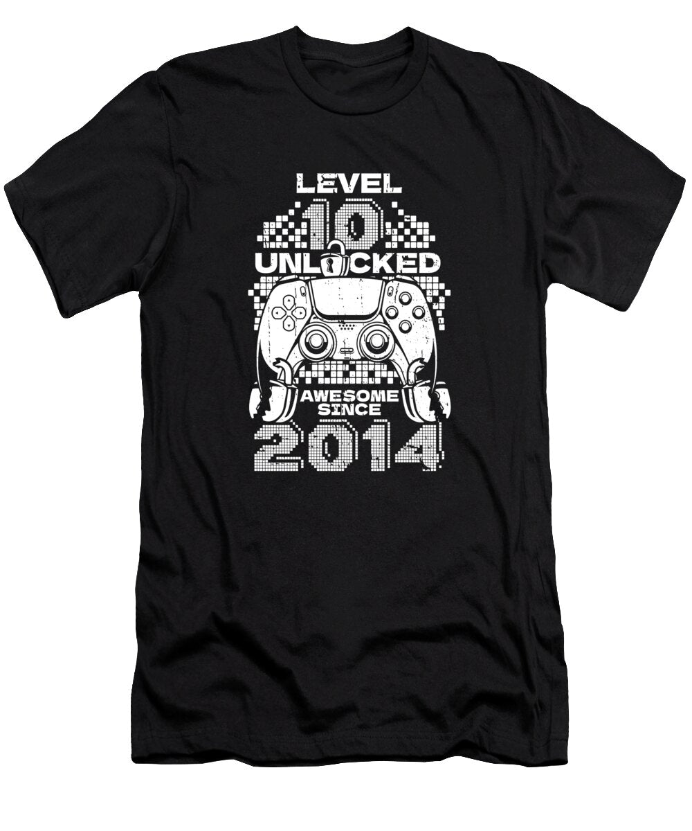 25 10 Year Old Gamer Gaming 10th Birthday Level 10 Unlocked Crazy Squirrel T-Shirt