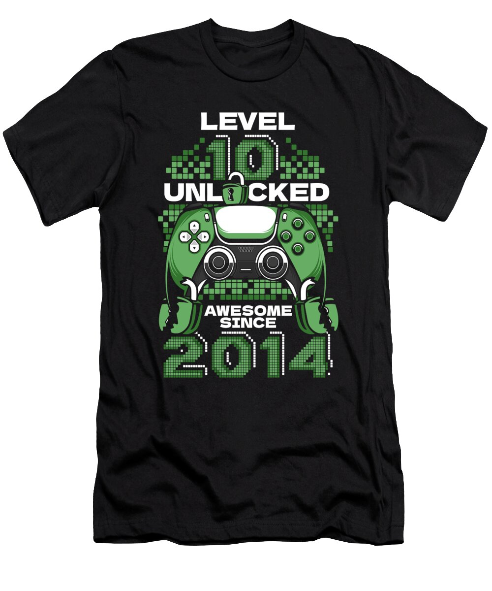 26 10 Year Old Gamer Gaming 10th Birthday Level 10 Unlocked Crazy Squirrel T-Shirt