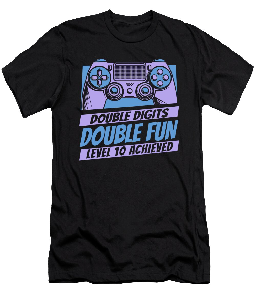 28 Gaming 10th Birthday Video Games 10 Year Old Gamer Crazy Squirrel T-Shirt