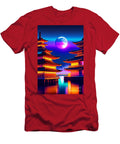 28 Synthwave Japanese Town with Moon Background Boon Mee T-Shirt