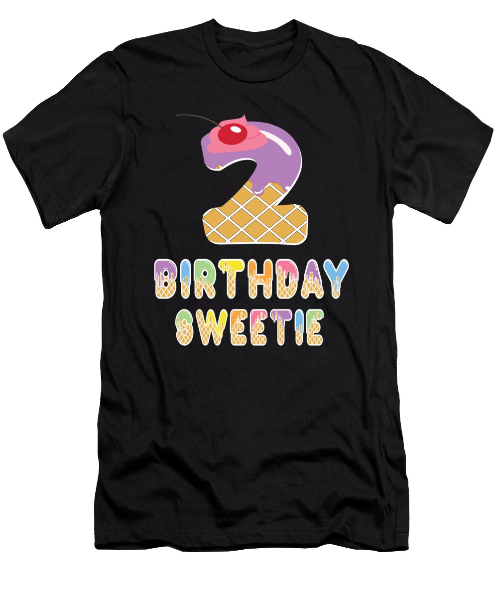 2nd Birthday Sweetie Waffle Lover Girl 2 Years Old Bday Graphic Art Grabitees T-Shirt