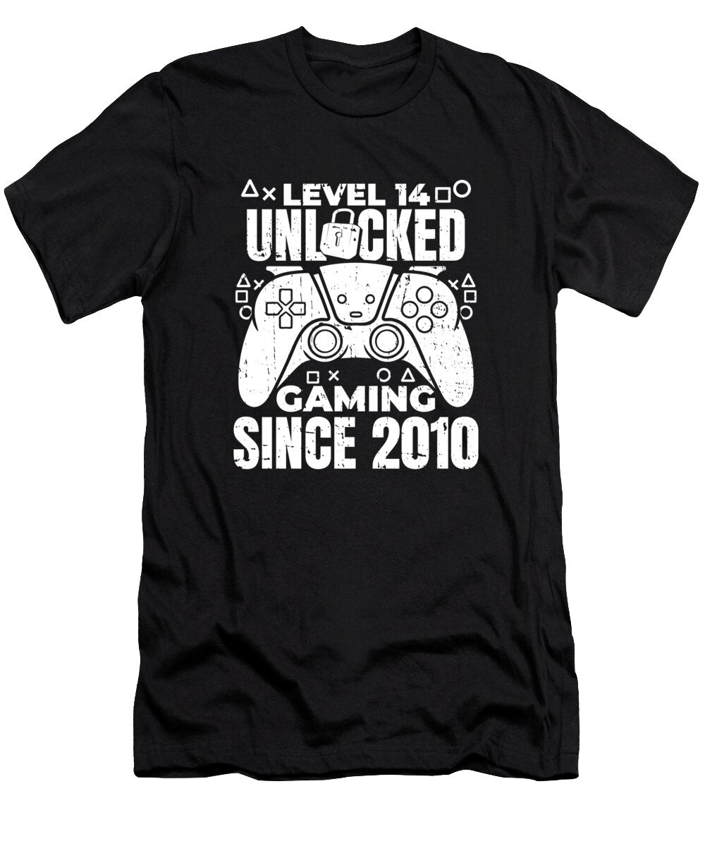 3 14 Year Old Gamer Gaming 14th Birthday Level 14 Unlocked Crazy Squirrel T-Shirt