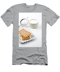 3 Belgium Waffers with Sugar Powder on Ceramic Plate and Strainer Liss Art Studio T-Shirt