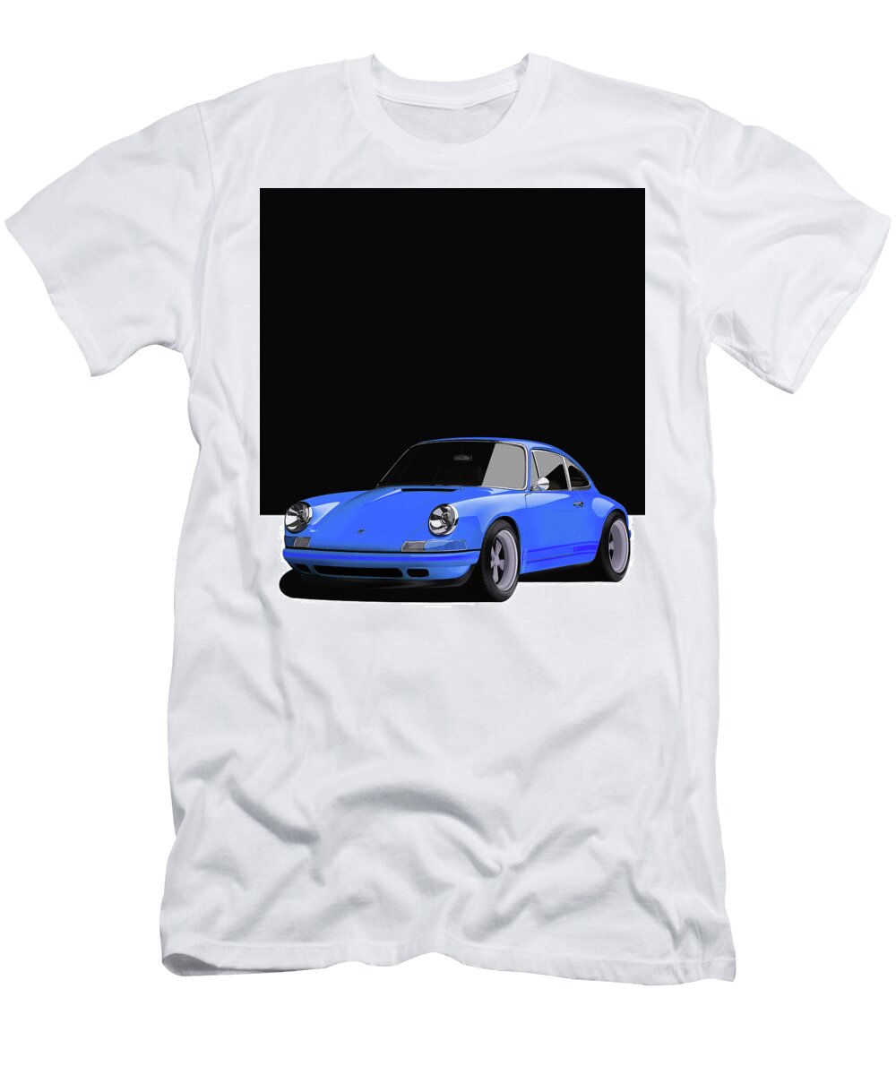 3 Blue Porsche 911 Classic Restomod Poster Thespeedart T-Shirt