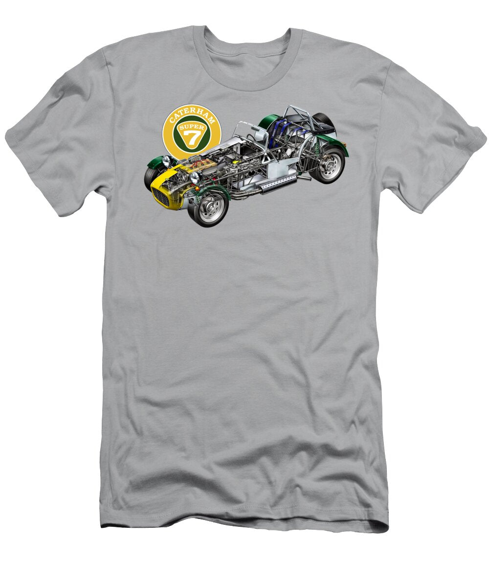 3 British Lightweight Sport Car Caterham Super 7 Cutaway Automotive Art Vladyslav Shapovalenko T-Shirt