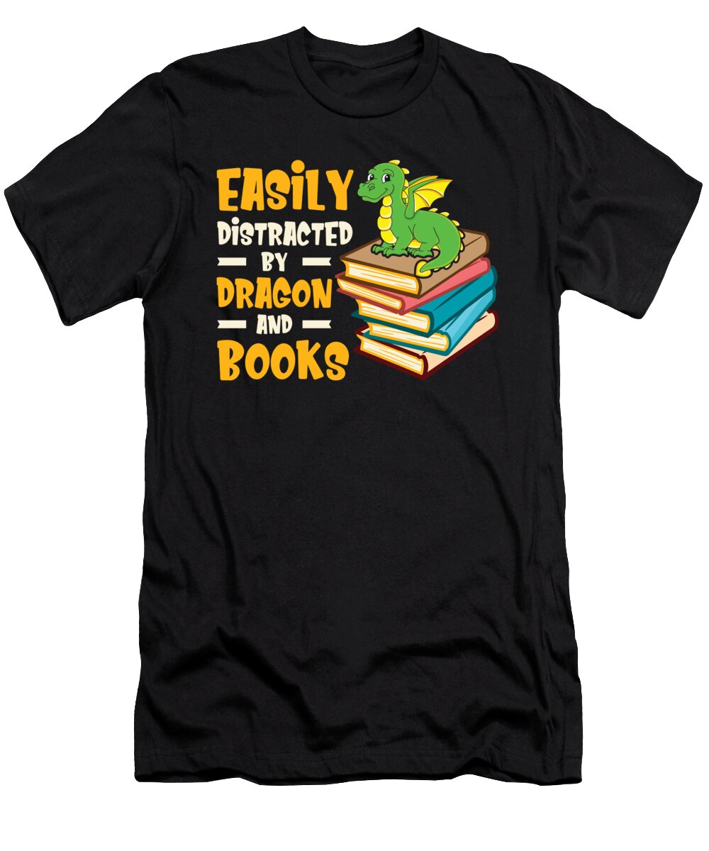 3 Easily Distracted By Dragons and Books Book Nerd Toms Store T-Shirt