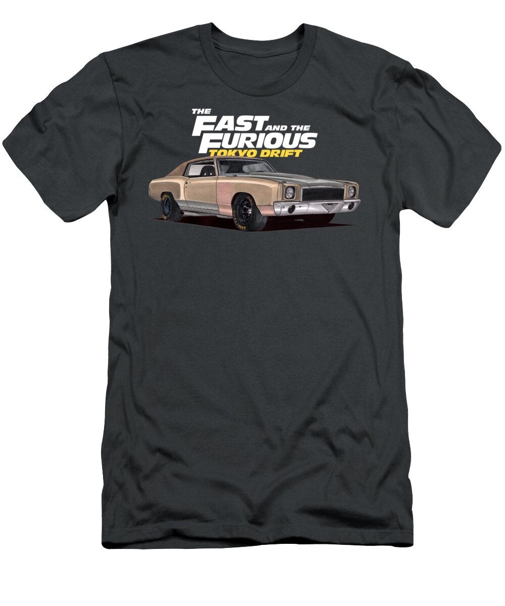 3 Exclusive Movie Car Chevrolet Monte Carlo Coupe 1971 103l V8 Big Block Fast and Furious Tokyo Drift Vladyslav Shapovalenko T-Shirt