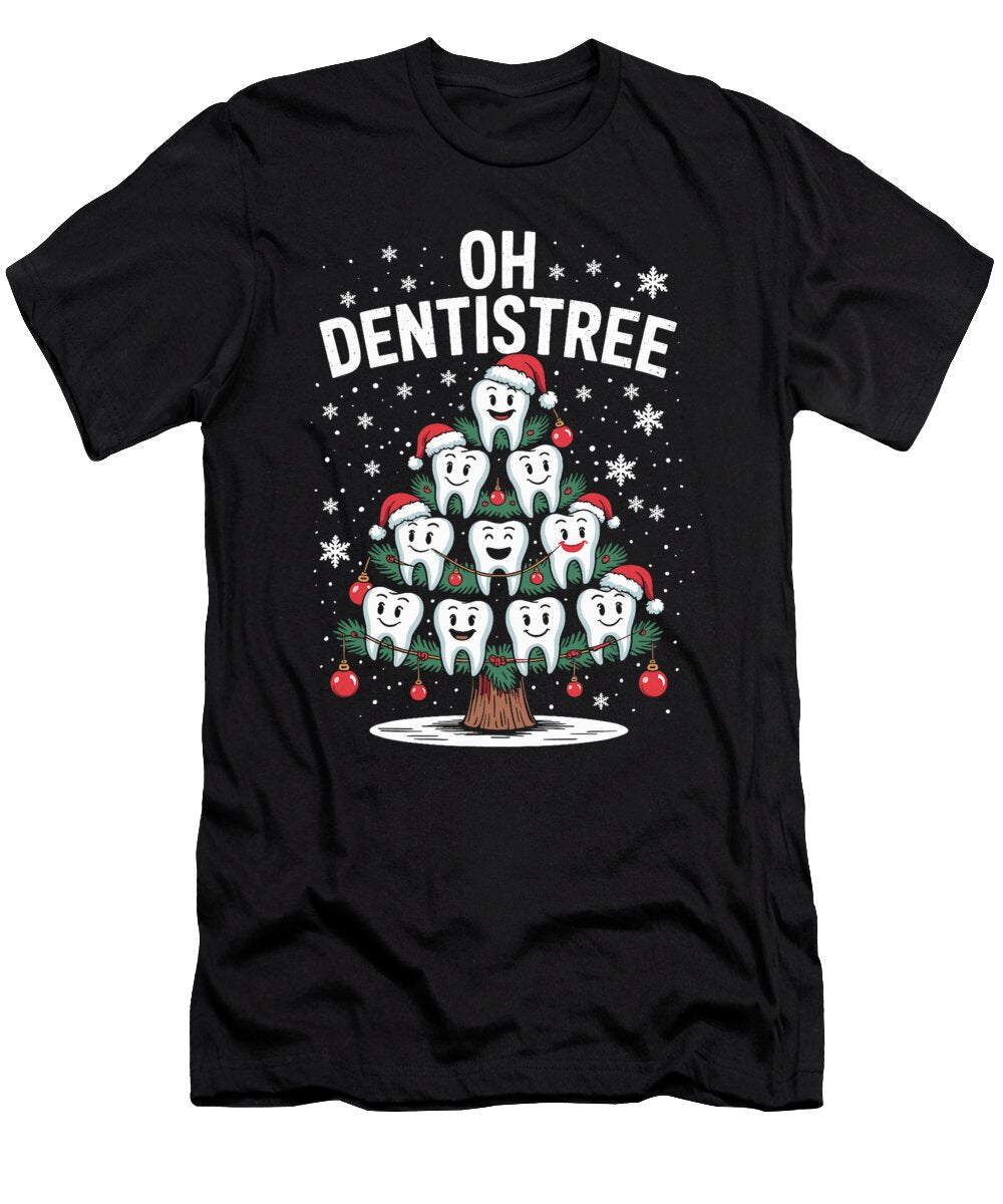 3 Funny Christmas Dentist Tree Dental Oh Tooth Natalie Lidford T-Shirt