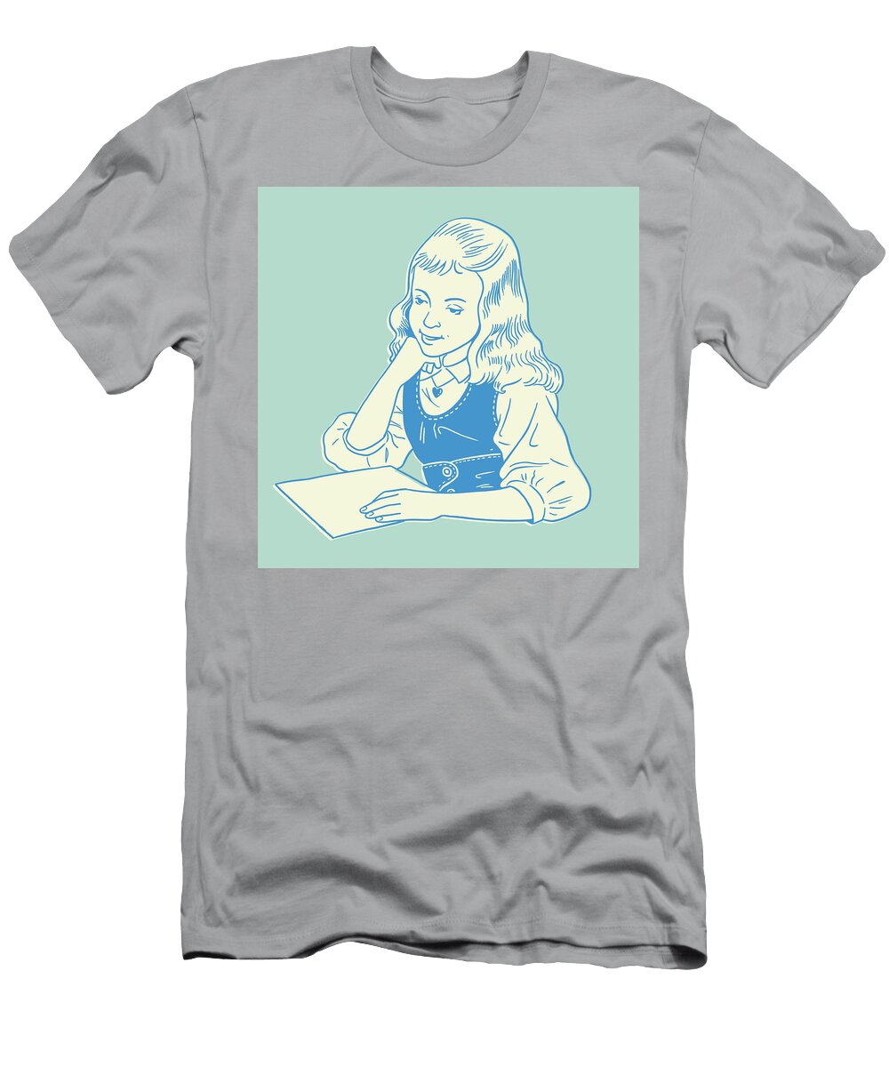 3 Girl Doing Homework Csa Images T-Shirt