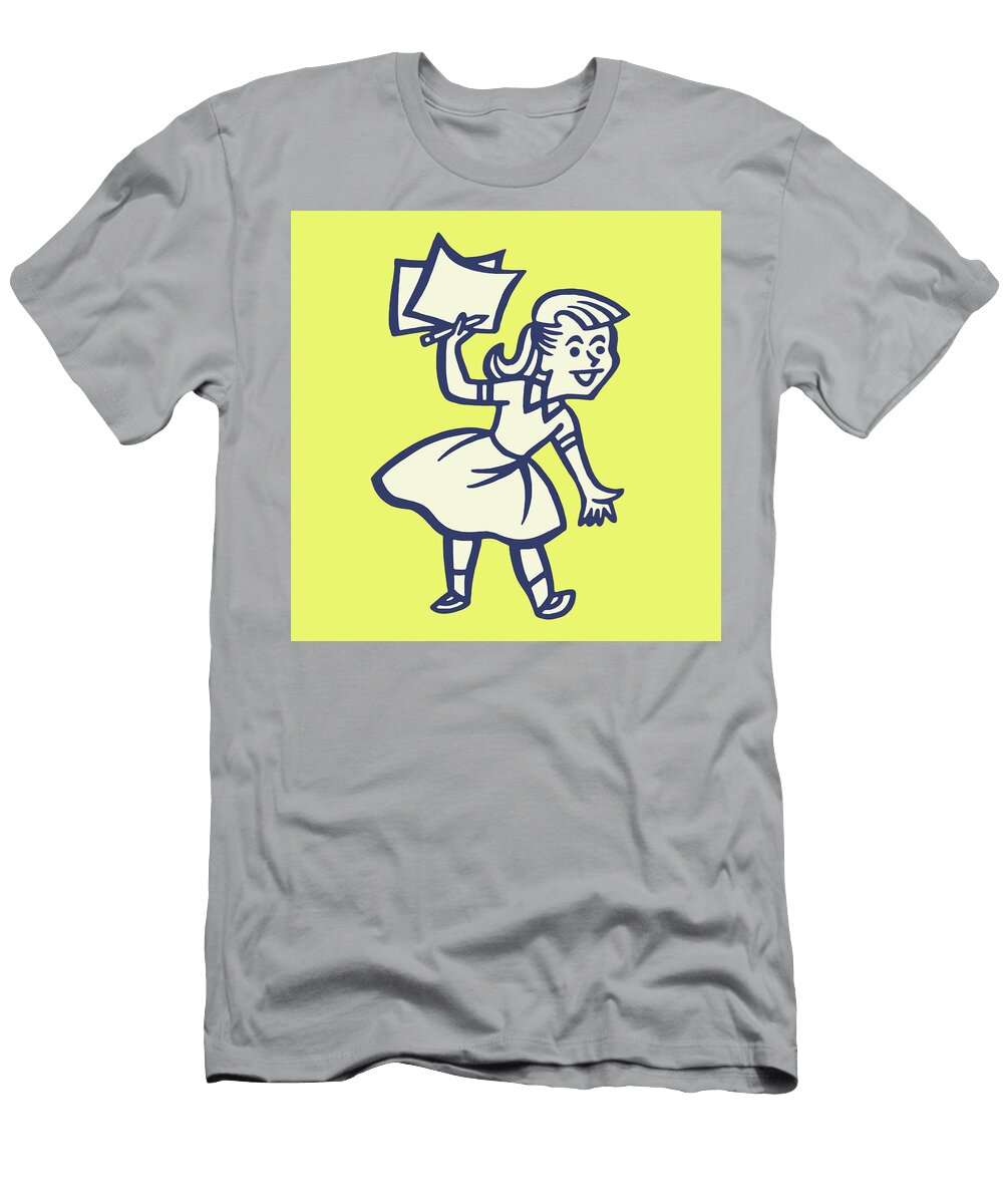 3 Girl Holding Pencil and Paper Csa Images T-Shirt