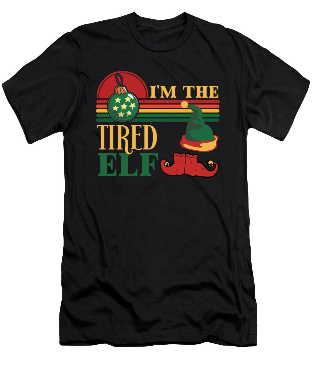 3 Im the Tired Elf Matching Christmas Vintage and Words T-Shirt