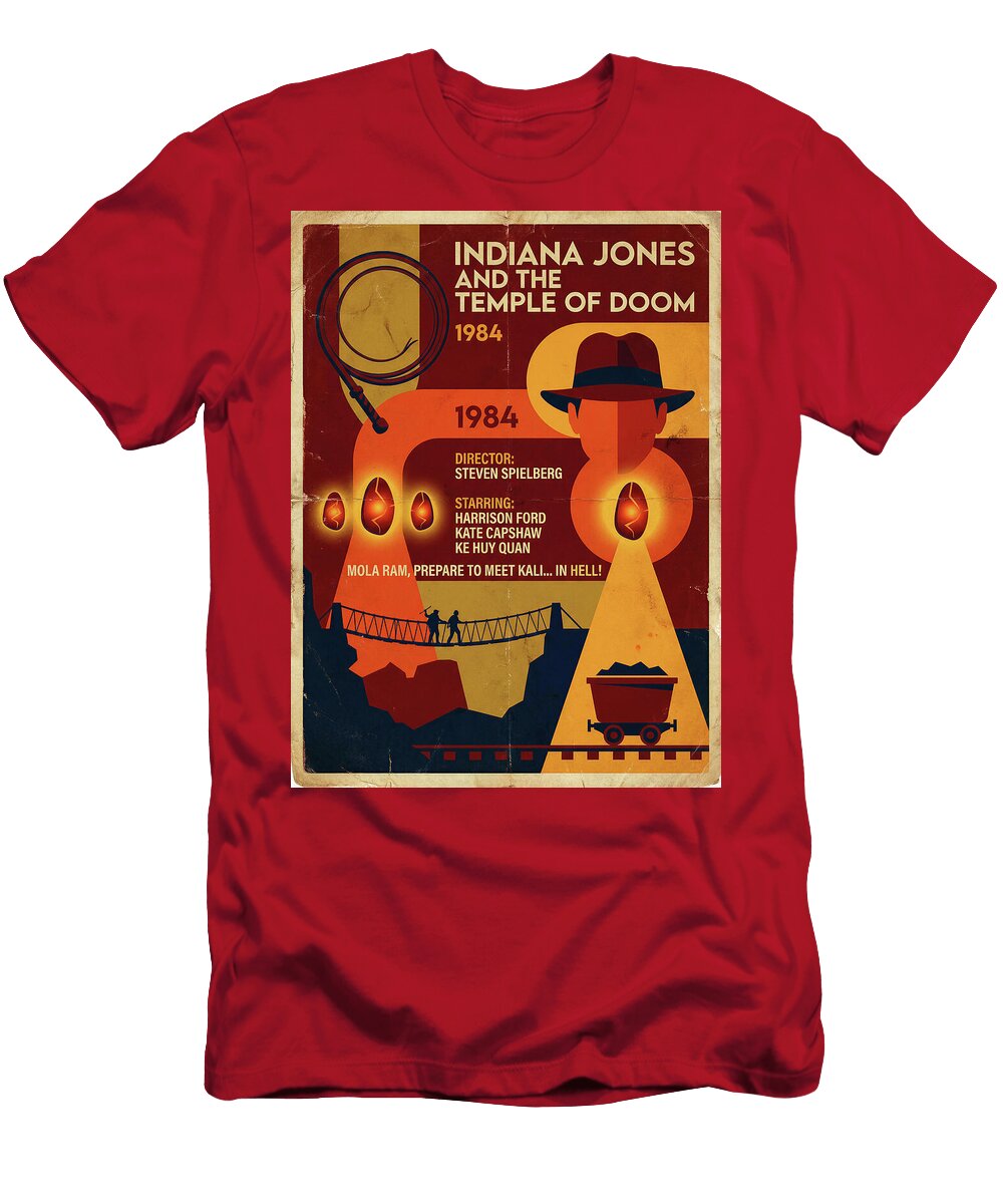3 Indiana Jones and the Temple of Doom Minimal Movie Poster Retro Film Poster Vintage 1984 Sampadart Gallery T-Shirt