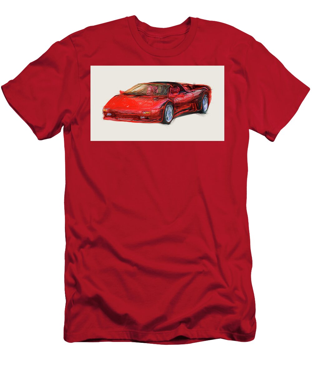 3 Lamborghini Diablo Roadster Car Drawing Carstoon Concept T-Shirt