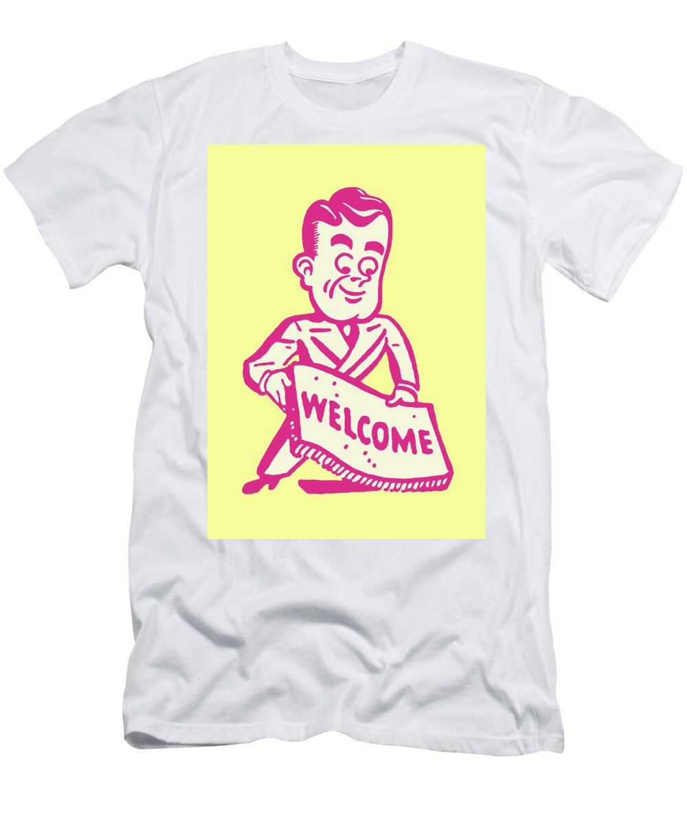 3 Man Laying Down Welcome Mat Csa Images T-Shirt