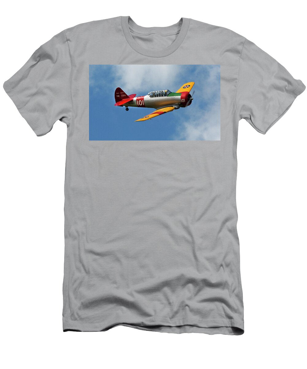 3 North American Snj 4 a Navy Trainer From World War Ii Flying in Bruce Beck T-Shirt