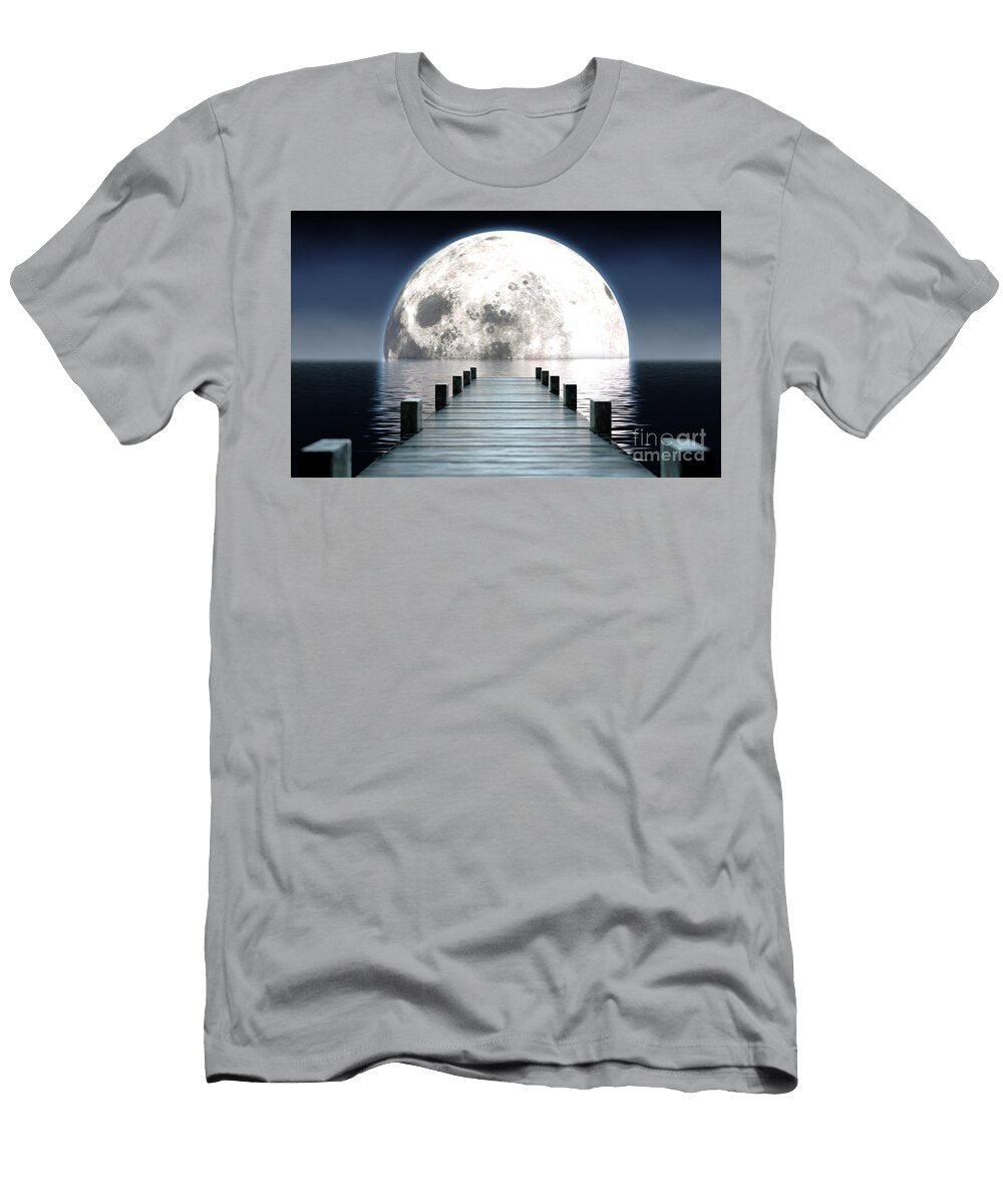 3 Pier and Moon on Water Horizon Allan Swart T-Shirt