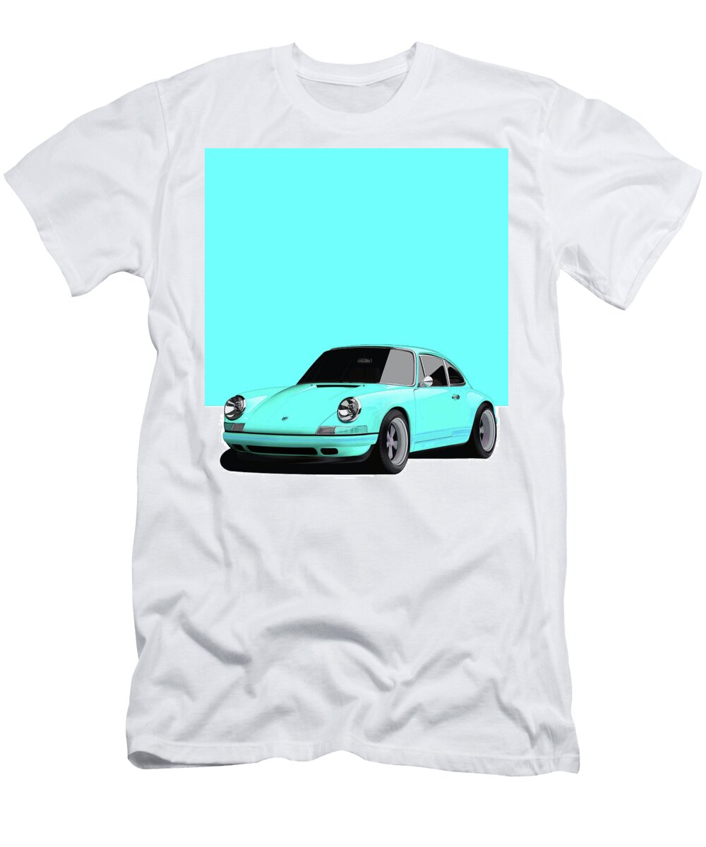 3 Porsche 911 Classic Restomod Poster Cyan Thespeedart T-Shirt