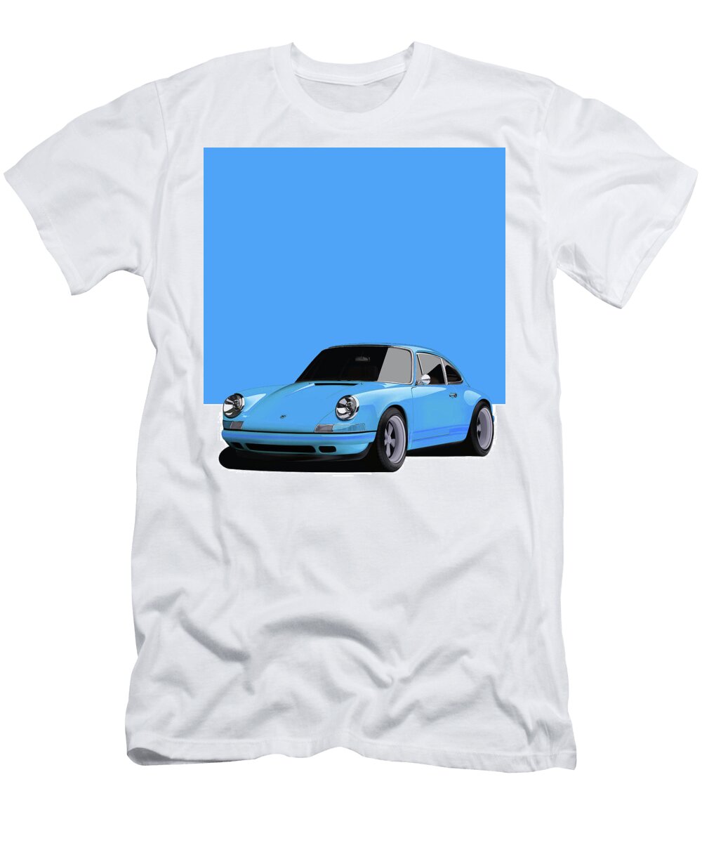 3 Porsche 911 Classic Restomod Poster Light Blue Thespeedart T-Shirt