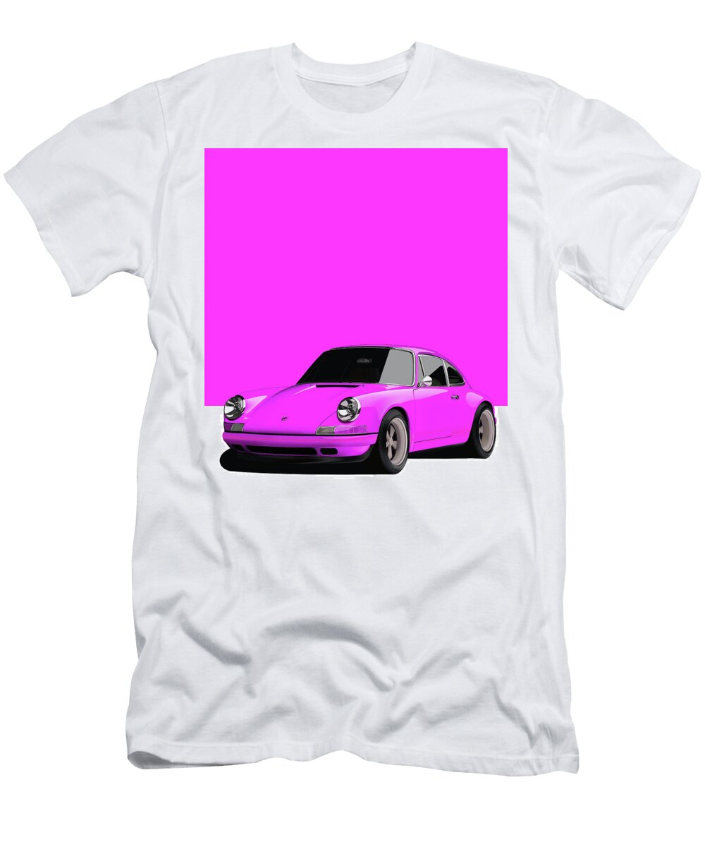 3 Porsche 911 Classic Restomod Poster Pink Thespeedart T-Shirt