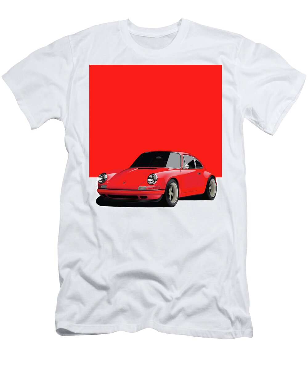 3 Porsche 911 Classic Restomod Poster Red Thespeedart T-Shirt