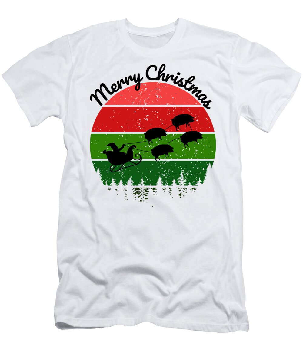 3 Santas Sleigh Pulled By a Team of Hogs Chomper Designs T-Shirt