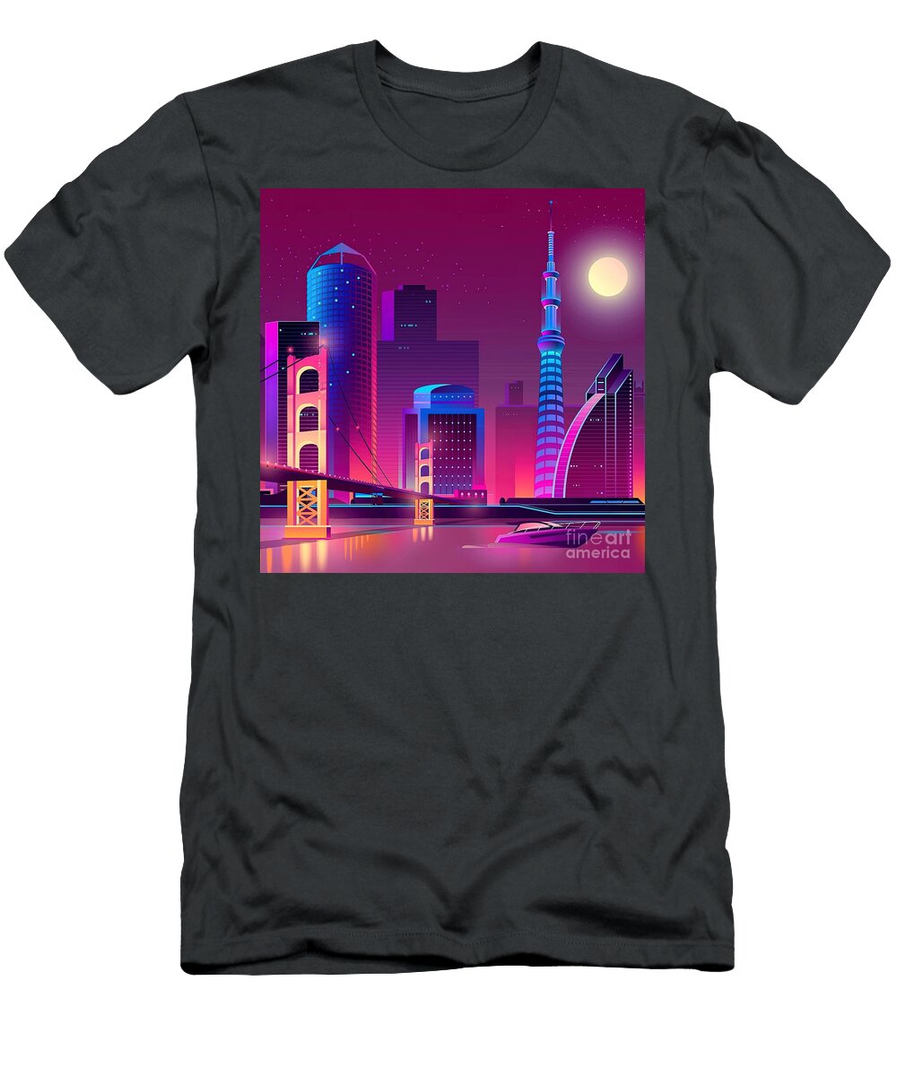 3 Synthwave Neon City Evie Keeley T-Shirt