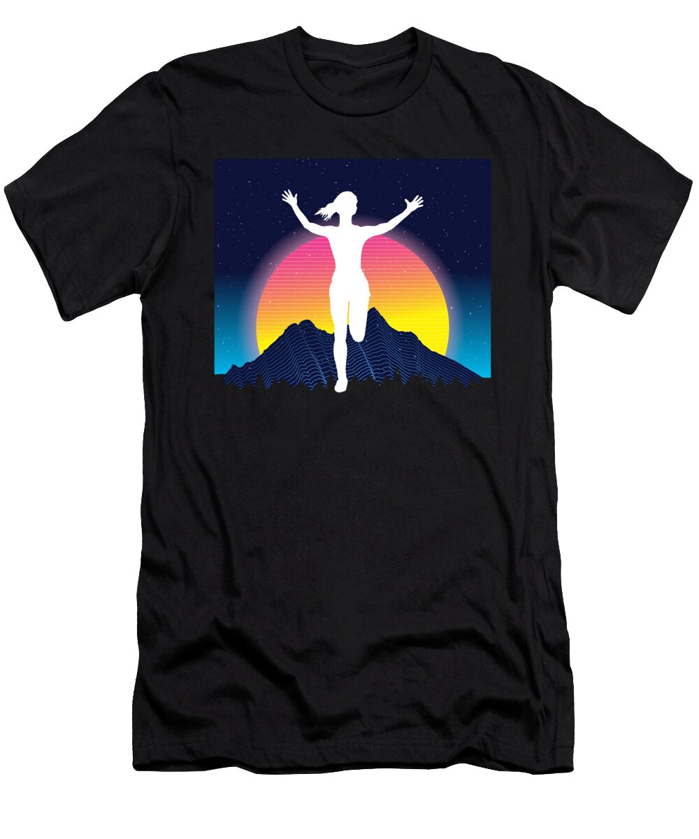 3 Vaporwave Synthwave Marathon Trail Running Greenoptix T-Shirt