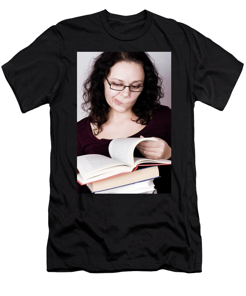 3 Woman with Stack of Books Liss Art Studio T-Shirt