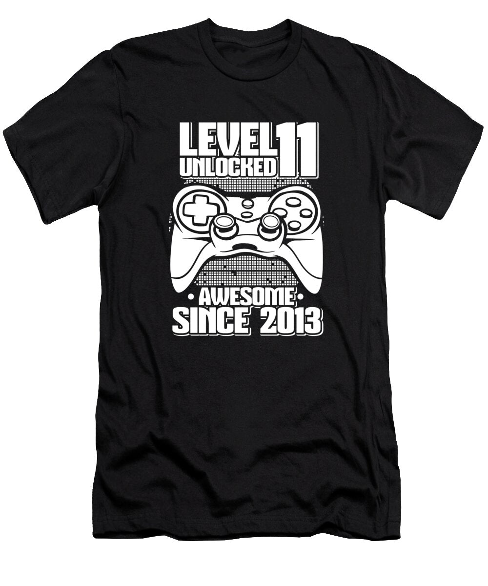 30 Gaming 11th Birthday Year Old Gamer Level 11 Unlocked Crazy Squirrel T-Shirt