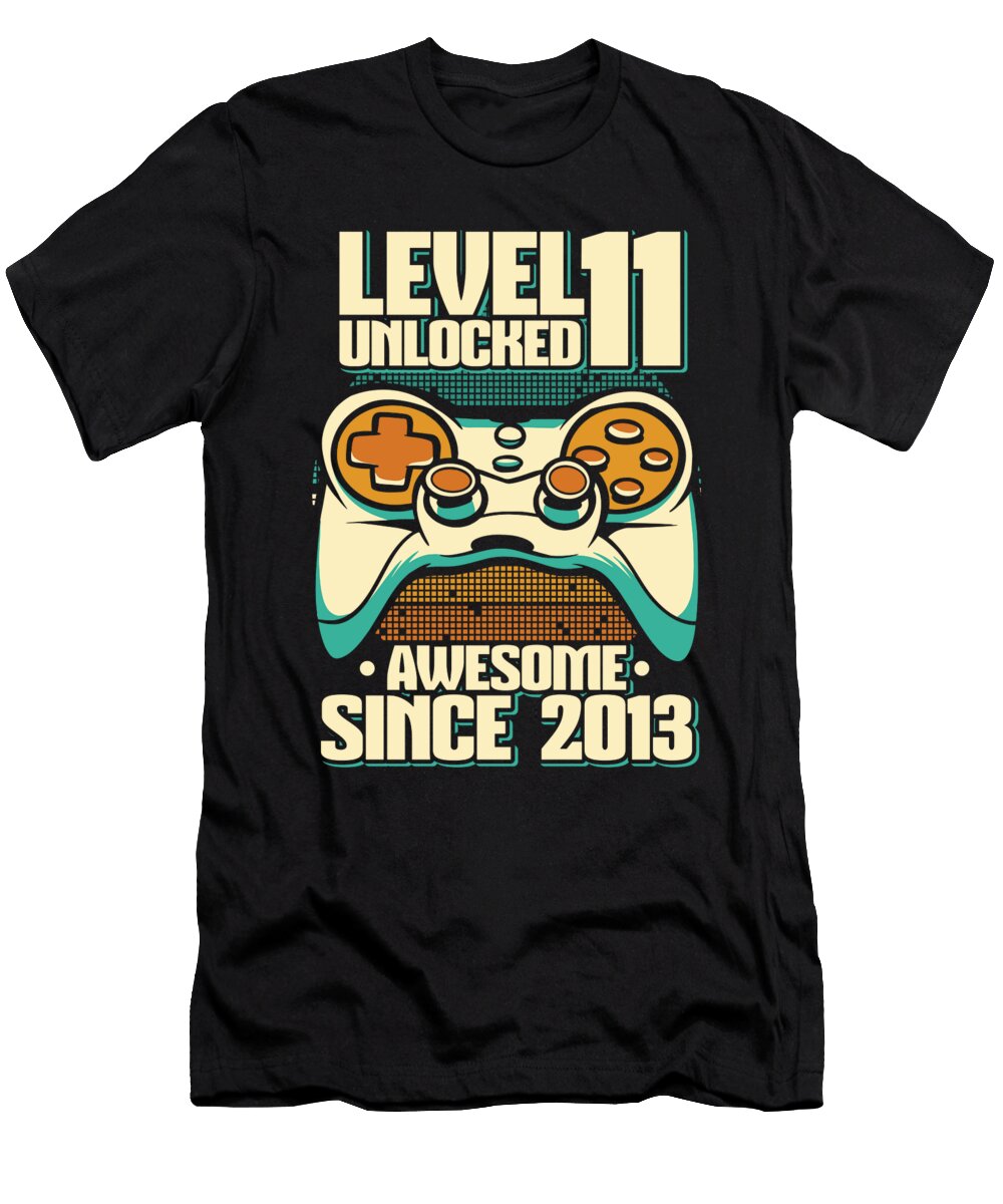 31 Gaming 11th Birthday Year Old Gamer Level 11 Unlocked Crazy Squirrel T-Shirt