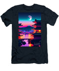 35 Synthwave Japanese Town with Moon Background Boon Mee T-Shirt