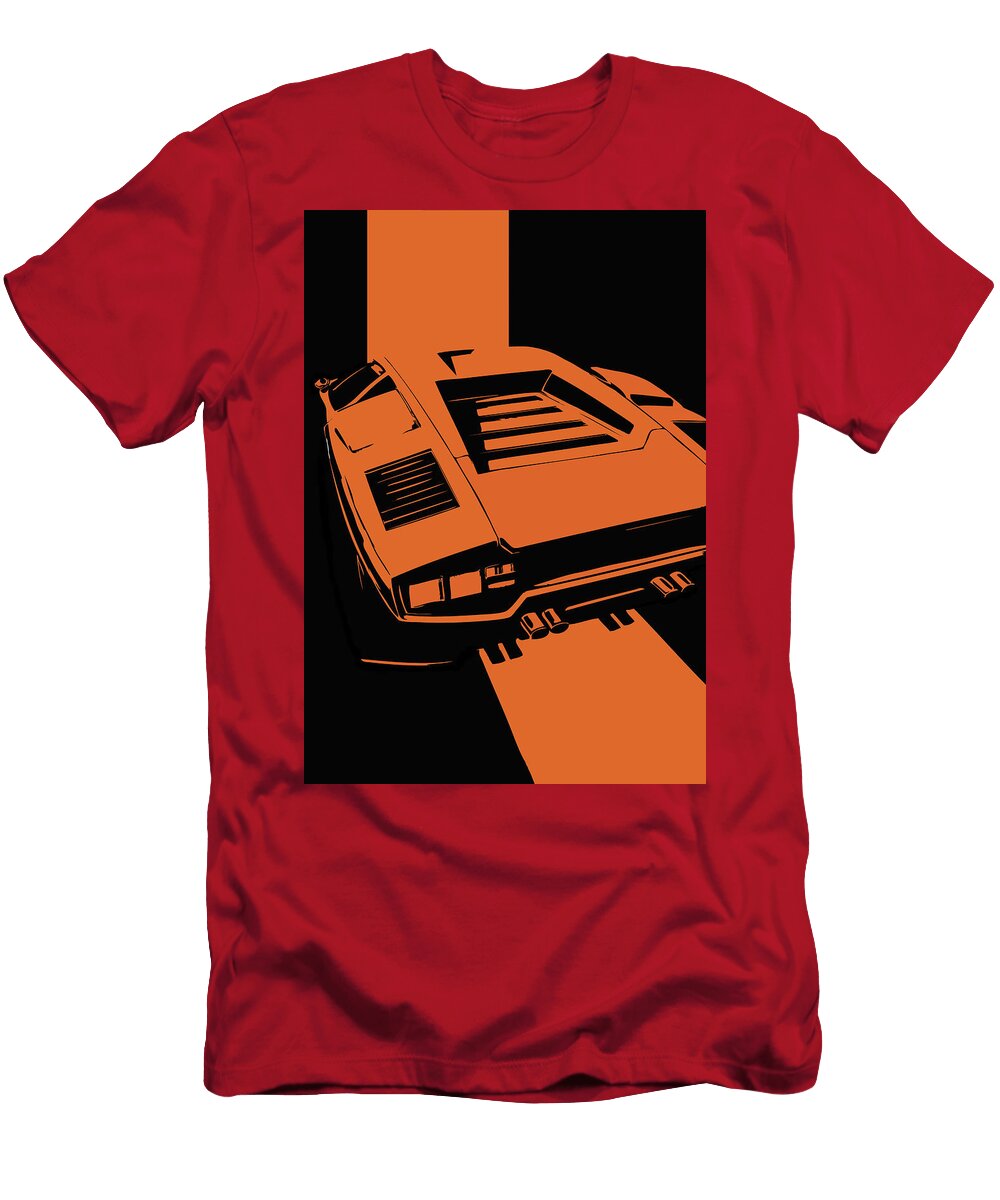 38 Lamborghini Countach Classic Italian Supercar Dark Backgroun Thespeedart T-Shirt