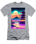 38 Synthwave Japanese Town with Moon Background Boon Mee T-Shirt