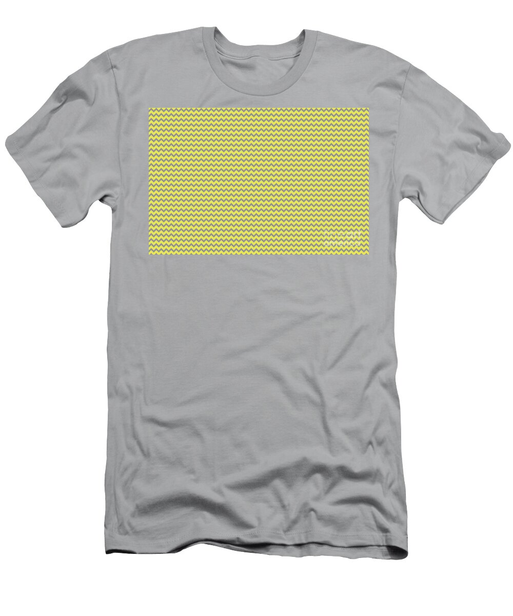 3d Grey Boxes Patternchevron Zigzag Horizontal Line Pattern Yellow Gray Petite Patterns T-Shirt