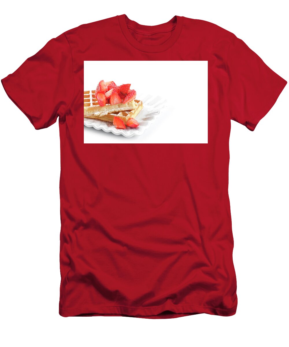 4 Belgium Waffers with Sugar Powder and Strawberries on Ceramic Pl Liss Art Studio T-Shirt