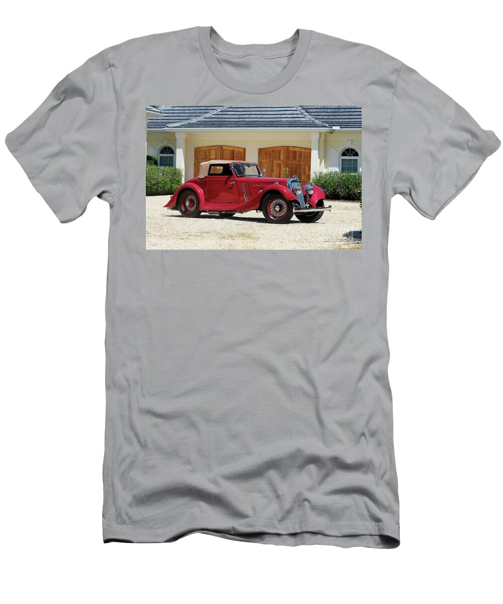 4 Exclusive British Retro Luxury Car 1937 Red Aston Martin 2 Litre 15 98 Short Chassis Drophead Coupe Vladyslav Shapovalenko T-Shirt