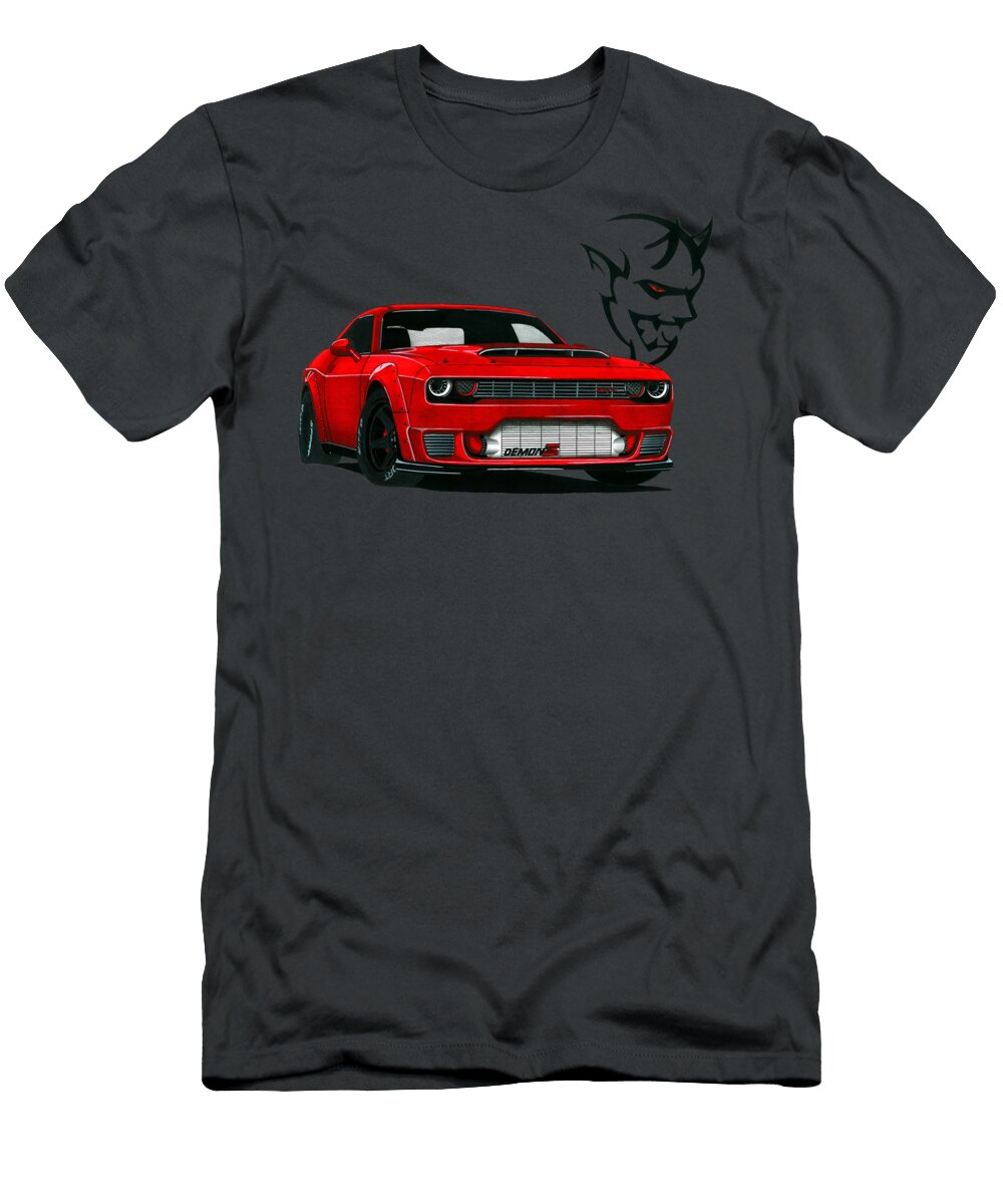 4 Famous Muscle Car Dodge Challenger Srt Demon 170 62l V8 Supercharged D170 Vladyslav Shapovalenko T-Shirt