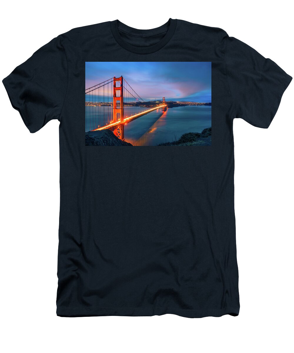 4 Golden Gate Bridge At Night Miroslav Liska T-Shirt