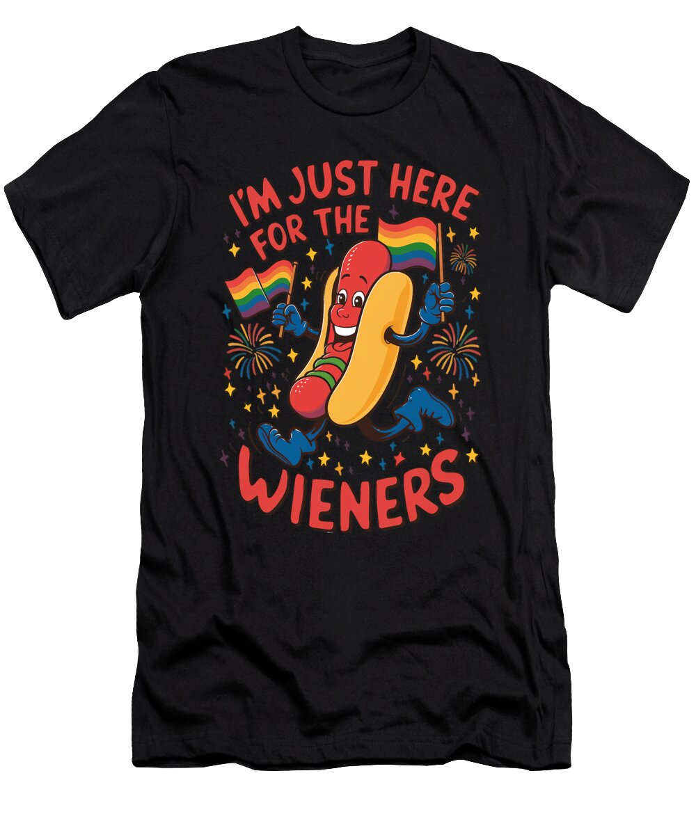 4 Im Just Here for the Wieners 4th of July Pride Month Lgbtq Maximus Designs T-Shirt
