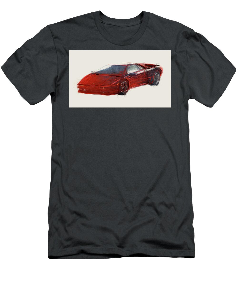 4 Lamborghini Diablo Drawing Carstoon Concept T-Shirt