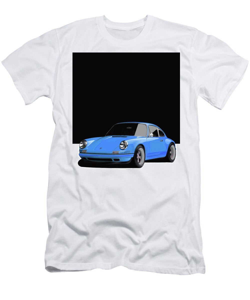 4 Light Blue Porsche 911 Classic Restomod Poster Thespeedart T-Shirt