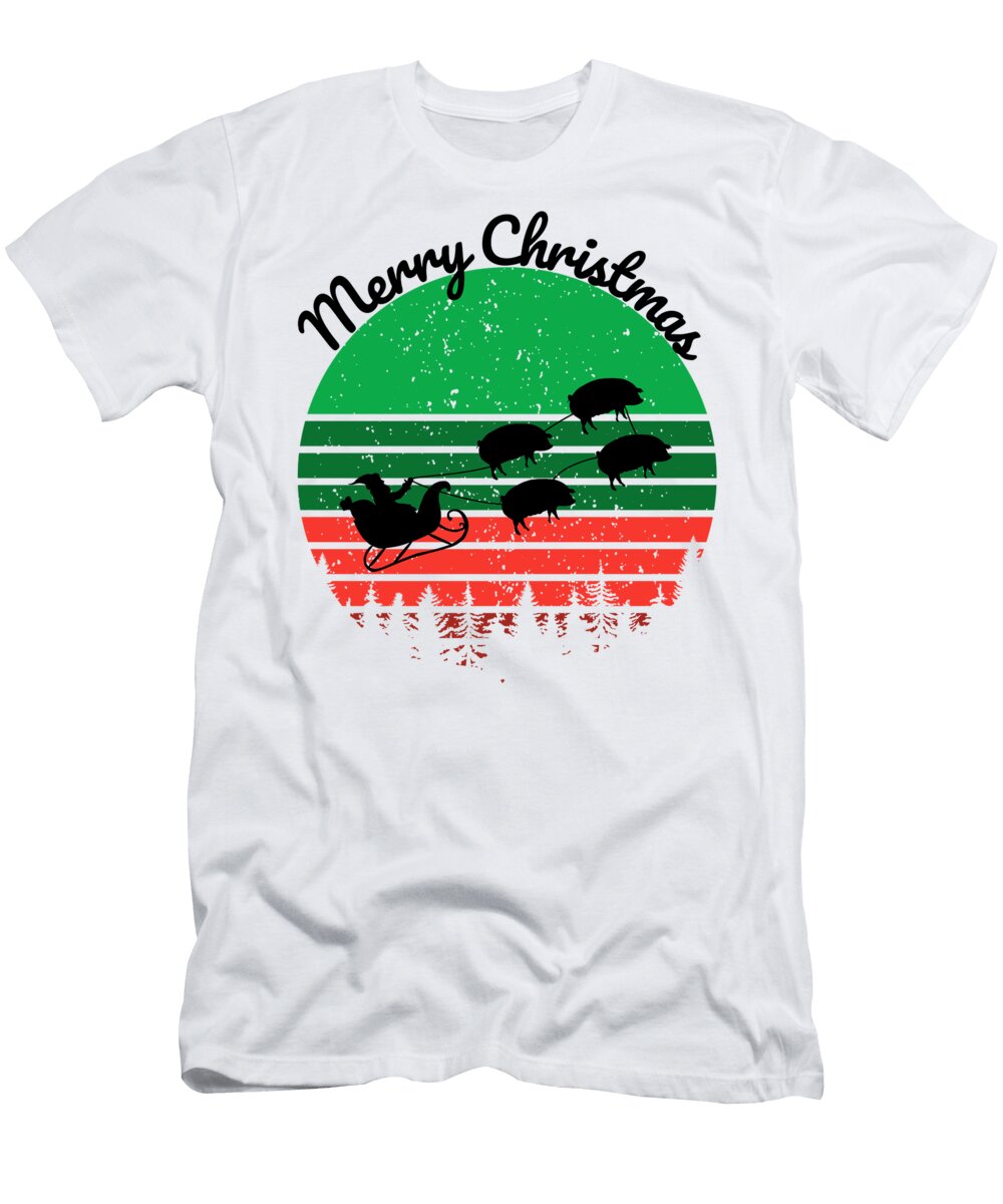 4 Santas Sleigh Pulled By a Team of Hogs Chomper Designs T-Shirt