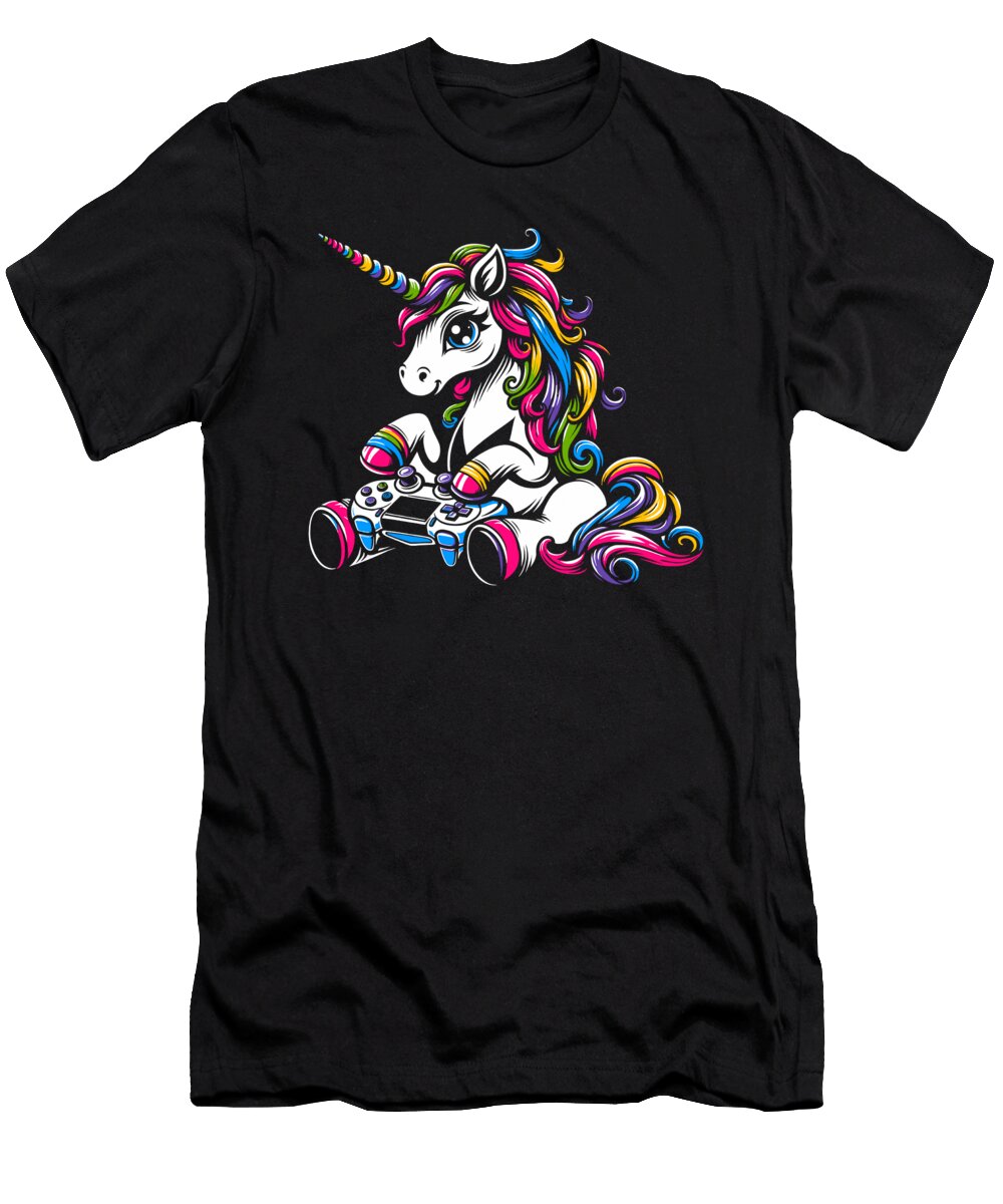 4 Video Games Gaming Gamer Unicorn Crazy Squirrel T-Shirt
