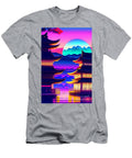 40 Synthwave Japanese Town with Moon Background Boon Mee T-Shirt