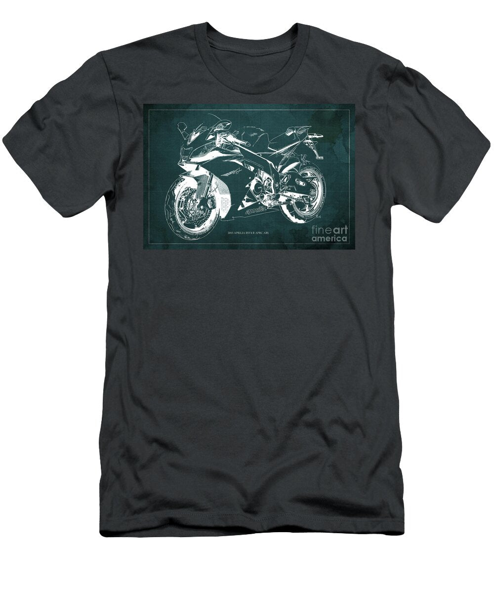 404 2015 Rsv4 R Aprc Abs Blueprintgreen Backgroundmotorcycle Blueprint Brush and Bike T-Shirt