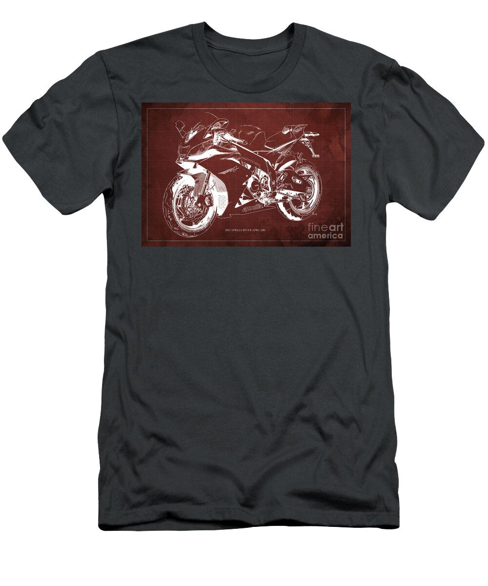 404 2015 Rsv4 R Aprc Abs Blueprintred Backgroundmotorcycle Blueprint Brush and Bike T-Shirt