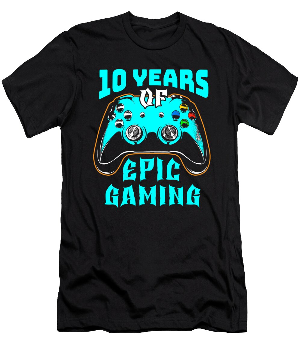 44 Gaming 10th Birthday Video Games 10 Year Old Gamer Crazy Squirrel T-Shirt